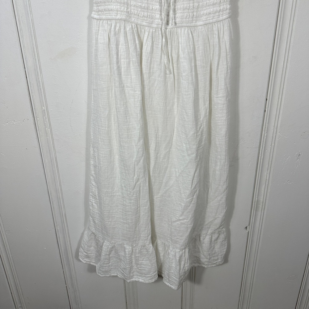 Japna Midi Dress Womens Medium White Ruffle Smocked Cotton Gauze Cottagecore - Picture 8 of 9